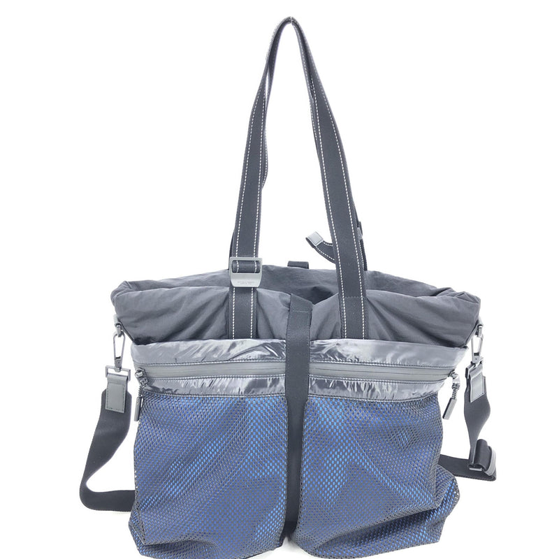 Bottega Veneta Black and Blue Nylon Convertible Tote