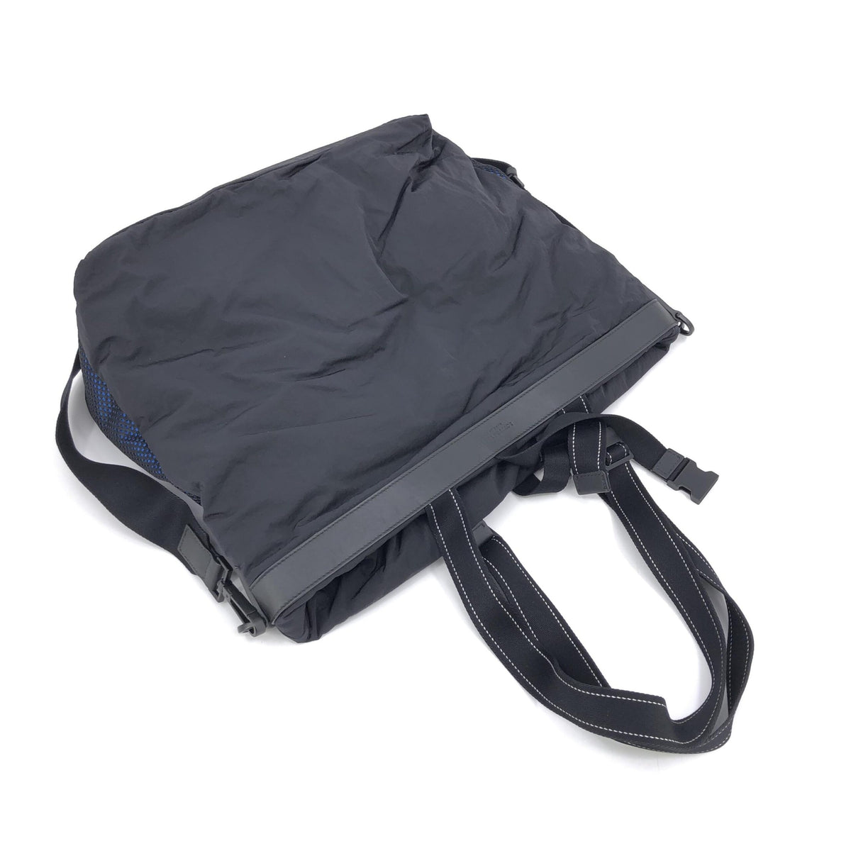 Bottega Veneta Black and Blue Nylon Convertible Tote