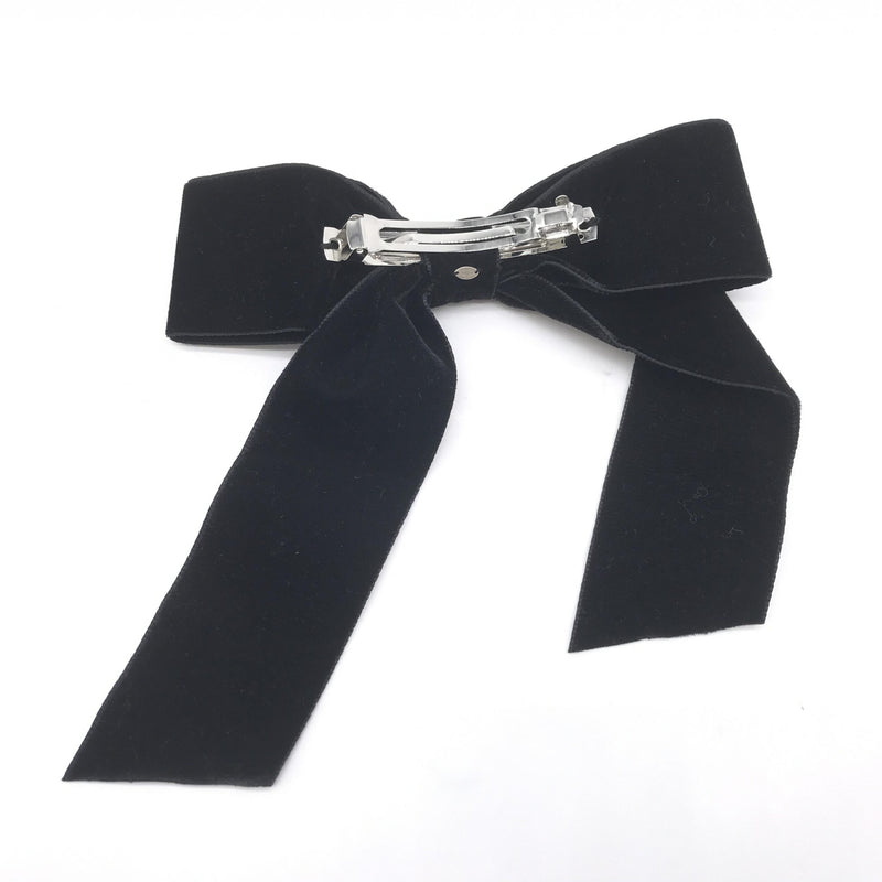 Chanel Black Velvet Bow Hair Accessory - Timeless Elegance