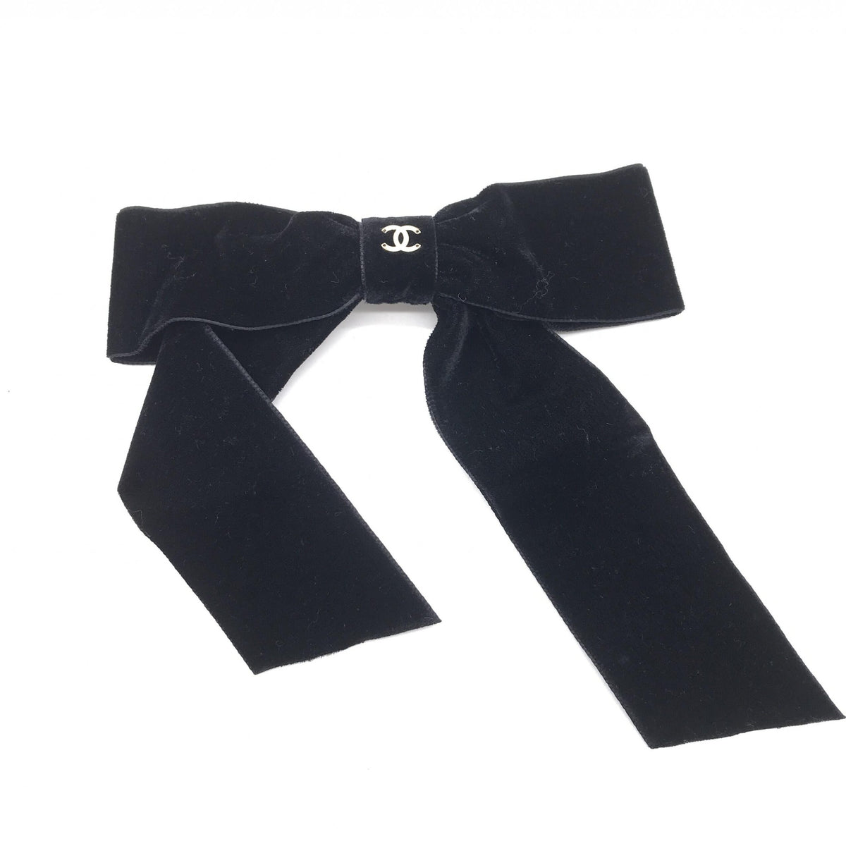 Chanel Black Velvet Bow Hair Accessory - Timeless Elegance