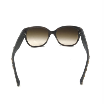 Chanel Brown Frame With Tweed Accents Sunglasses