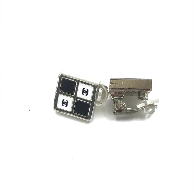 Chanel Coco Mark Earrings Black/White/Silver - Élégance Intemporelle