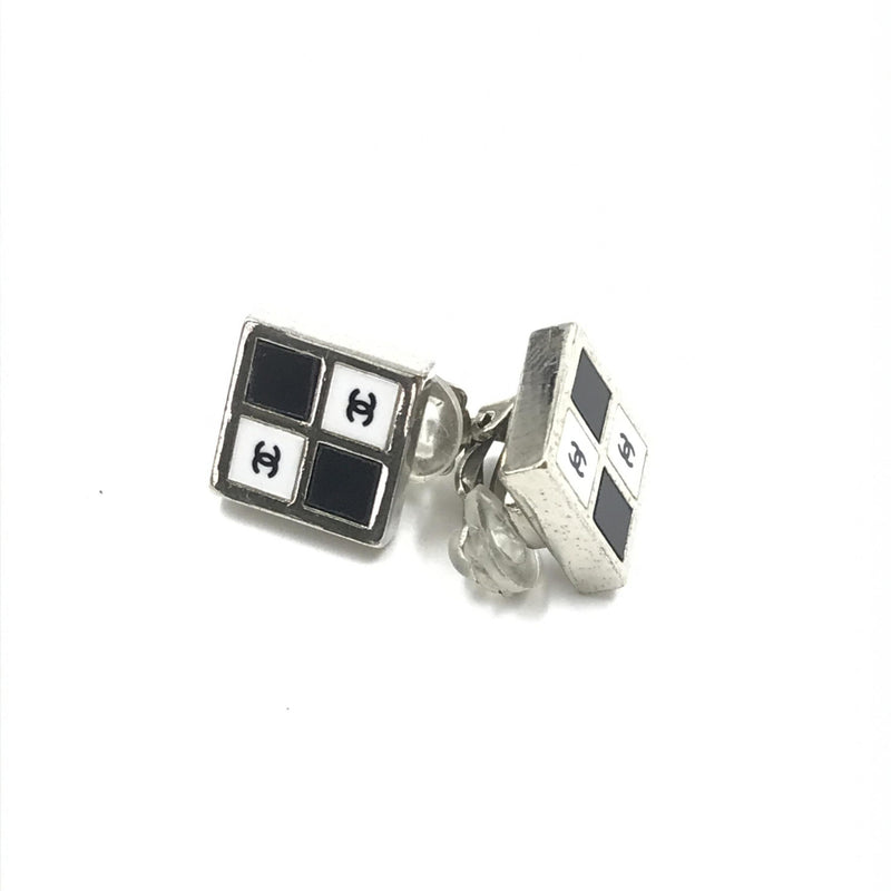 Chanel Coco Mark Earrings Black/White/Silver - Élégance Intemporelle