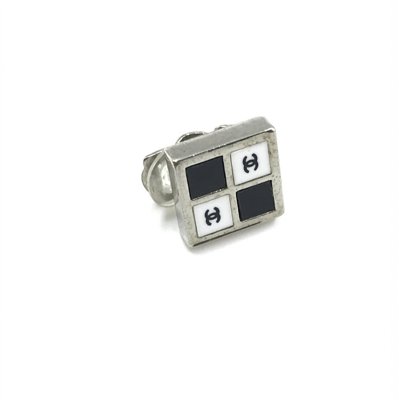 Chanel Coco Mark Earrings Black/White/Silver - Élégance Intemporelle