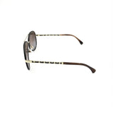 Chanel Gold and Black Polarized Aviator Sunglasses