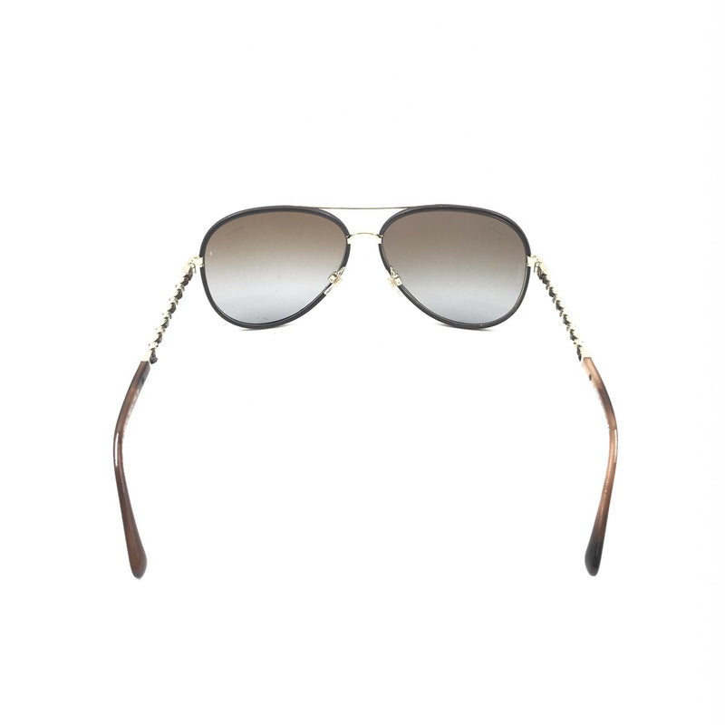 Chanel Gold and Black Polarized Aviator Sunglasses