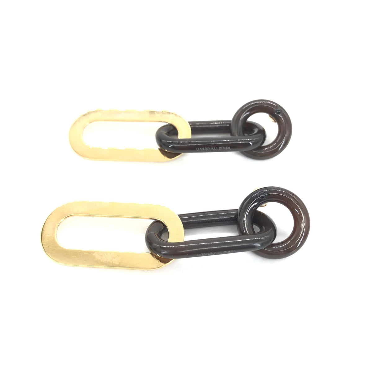 Hermès Gold Plated and Black Chain Link Earrings
