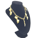 Chanel Gold Plated Chain Necklace with Bow Charms