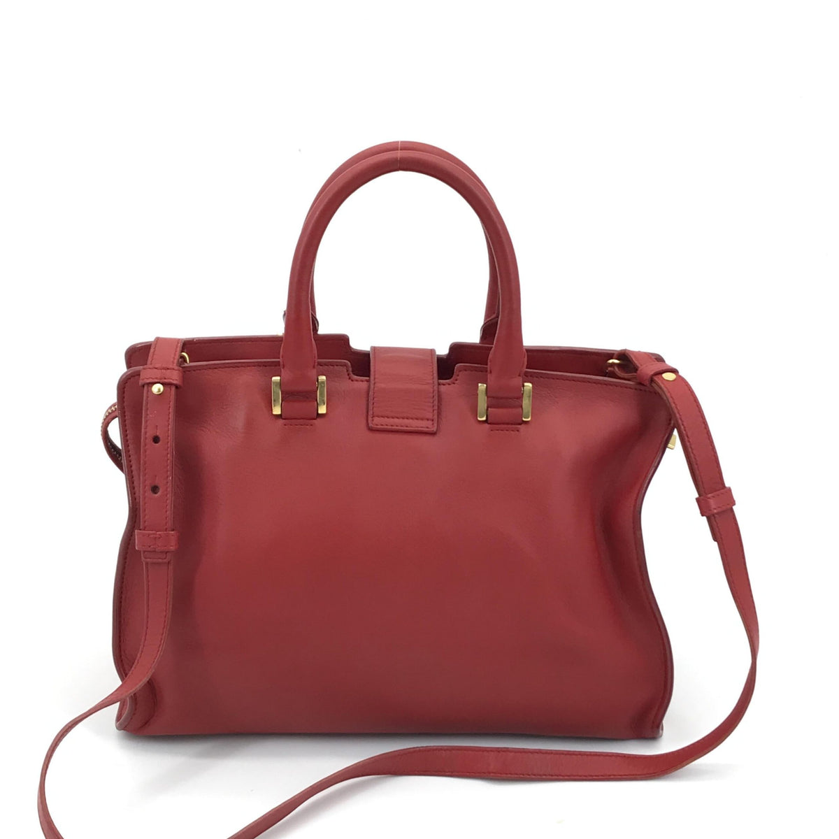 Saint Laurent Leather Handbag with Y Logo - Bold Red Elegance