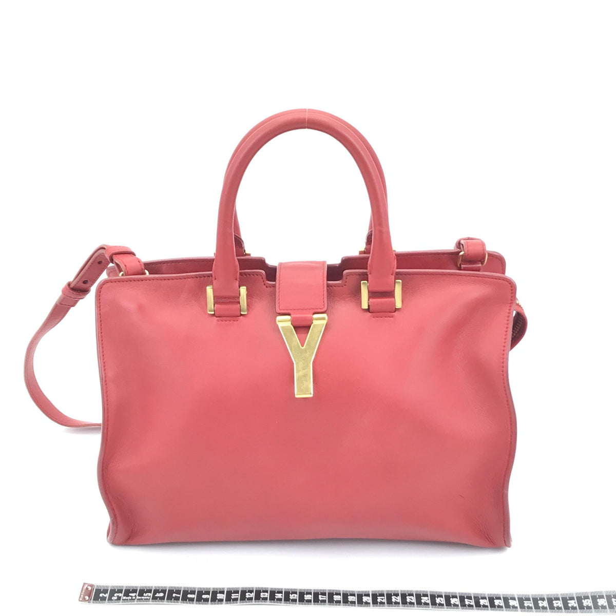 Saint Laurent Leather Handbag with Y Logo - Bold Red Elegance