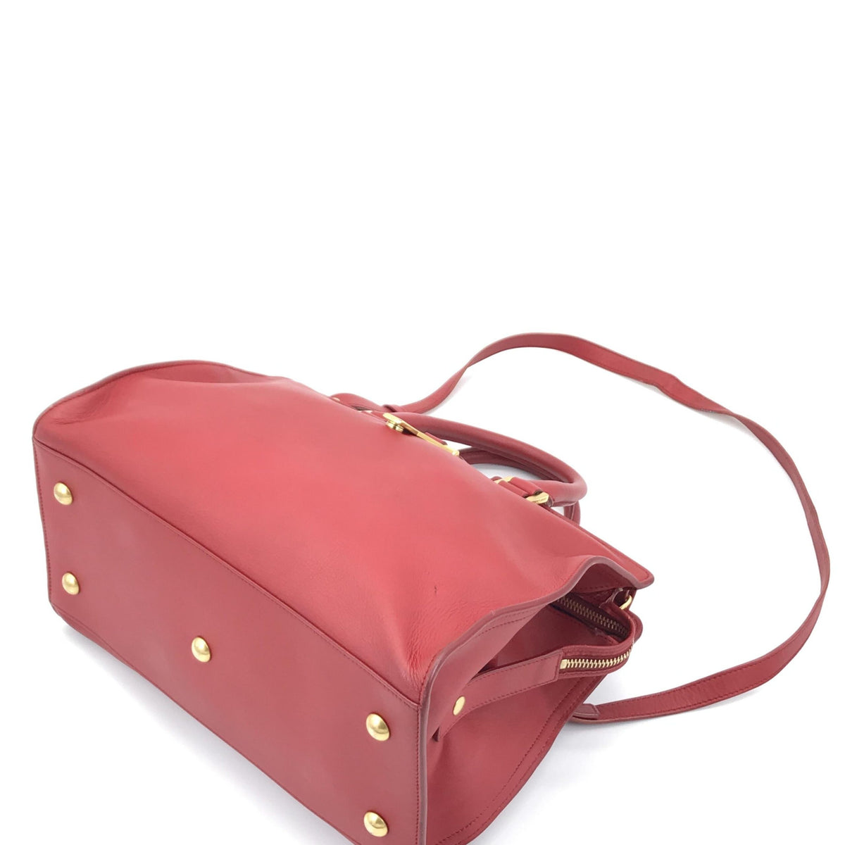 Saint Laurent Leather Handbag with Y Logo - Bold Red Elegance