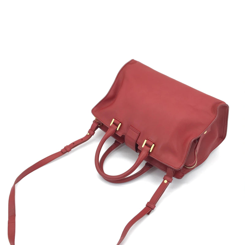Saint Laurent Leather Handbag with Y Logo - Bold Red Elegance