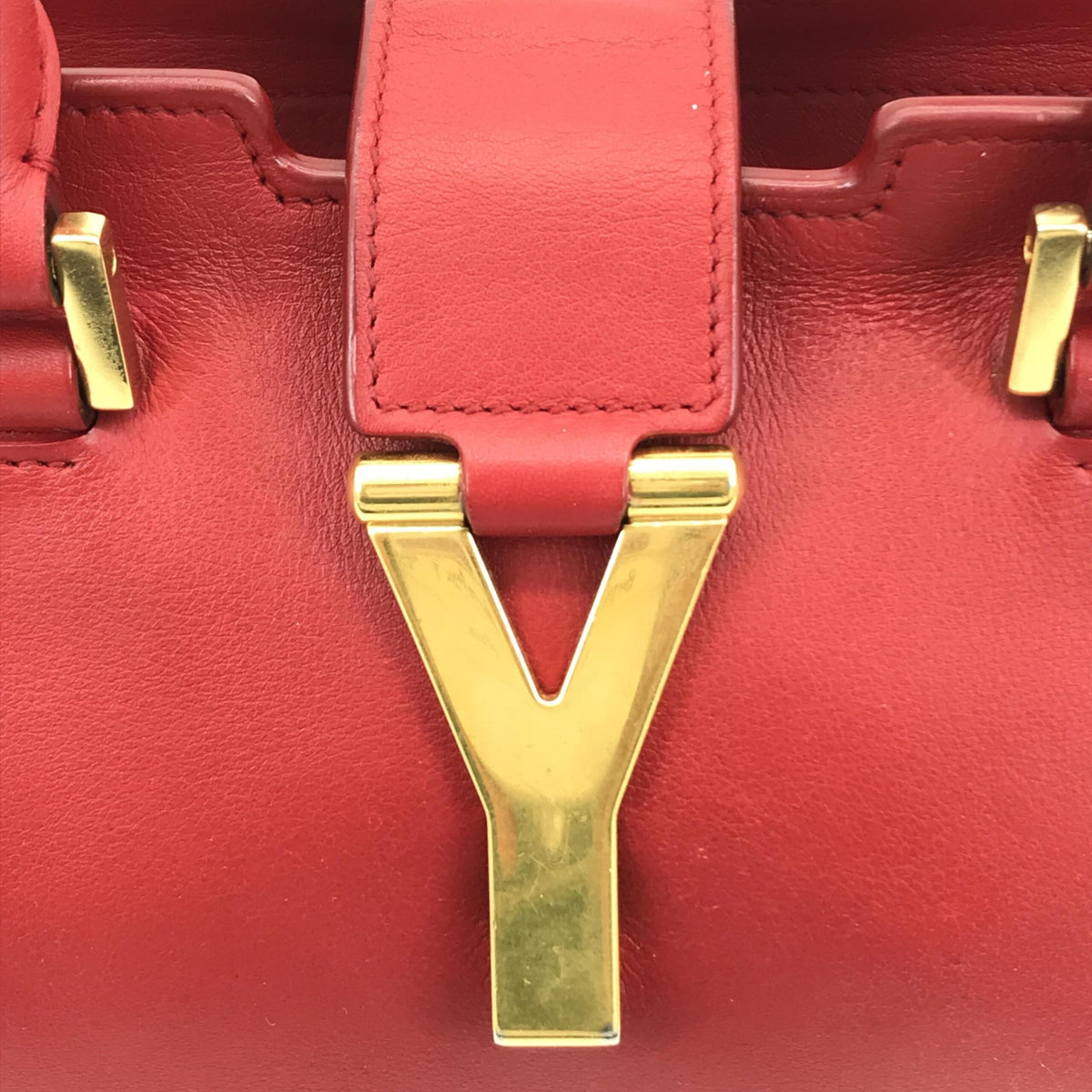 Saint Laurent Leather Handbag with Y Logo - Bold Red Elegance