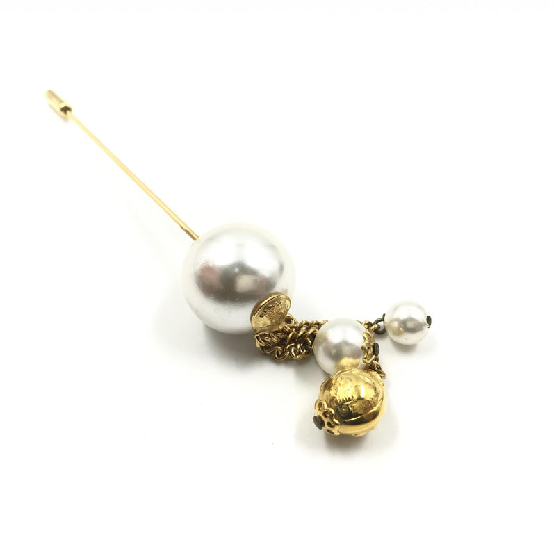 Salvatore Ferragamo Pearl Style Pin Brooch - Timeless Elegance