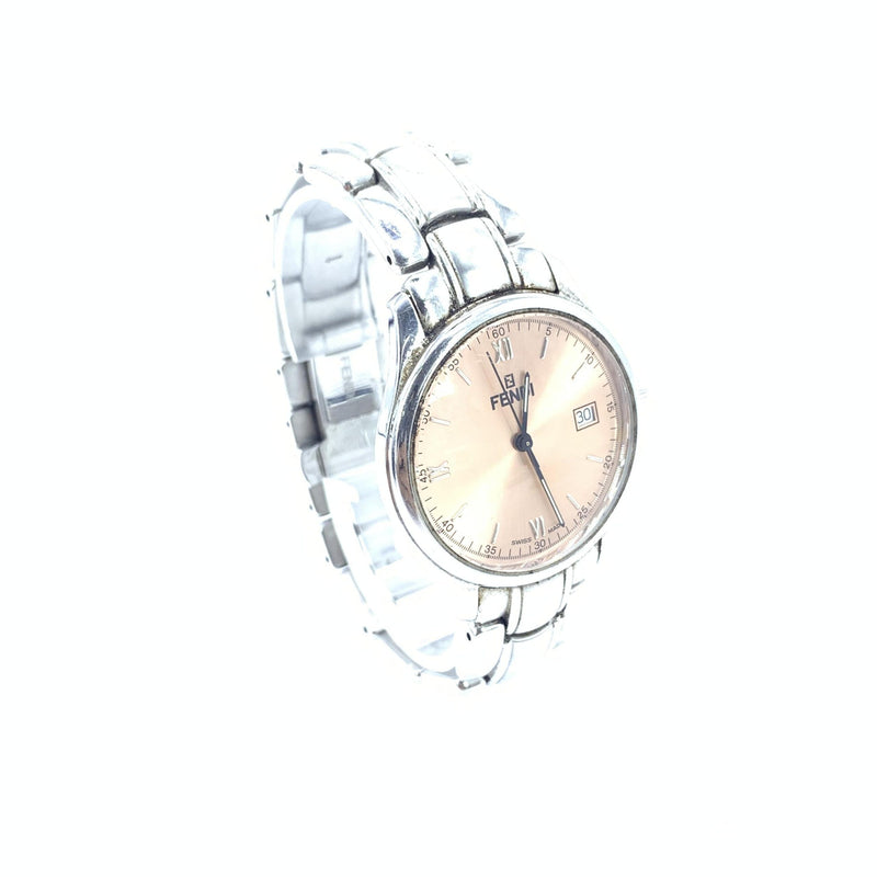 Fendi Pink Champagne Dial Quartz Watch - Stainless Steel