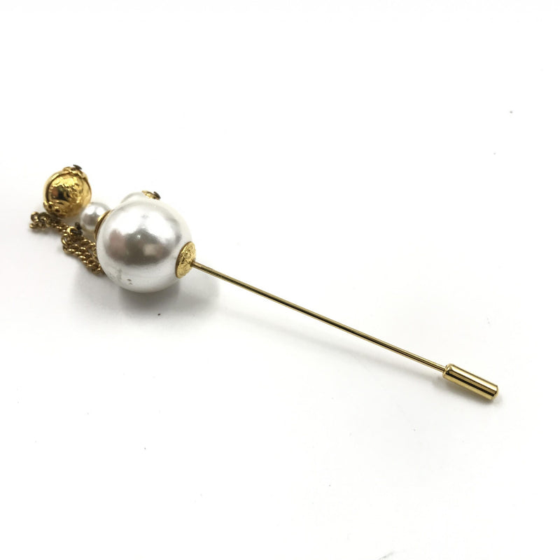 Salvatore Ferragamo Pearl Style Pin Brooch - Timeless Elegance