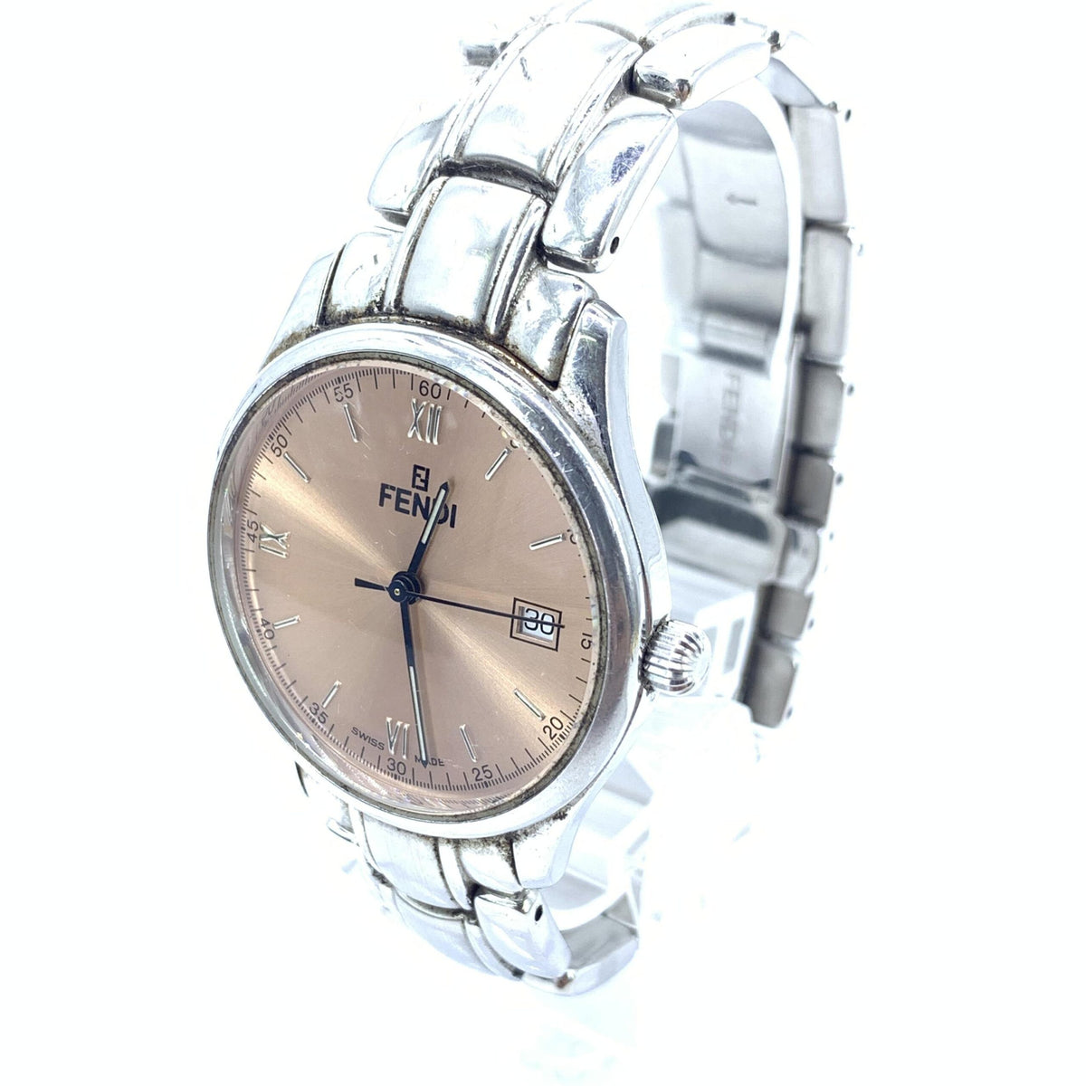 Fendi Pink Champagne Dial Quartz Watch - Stainless Steel