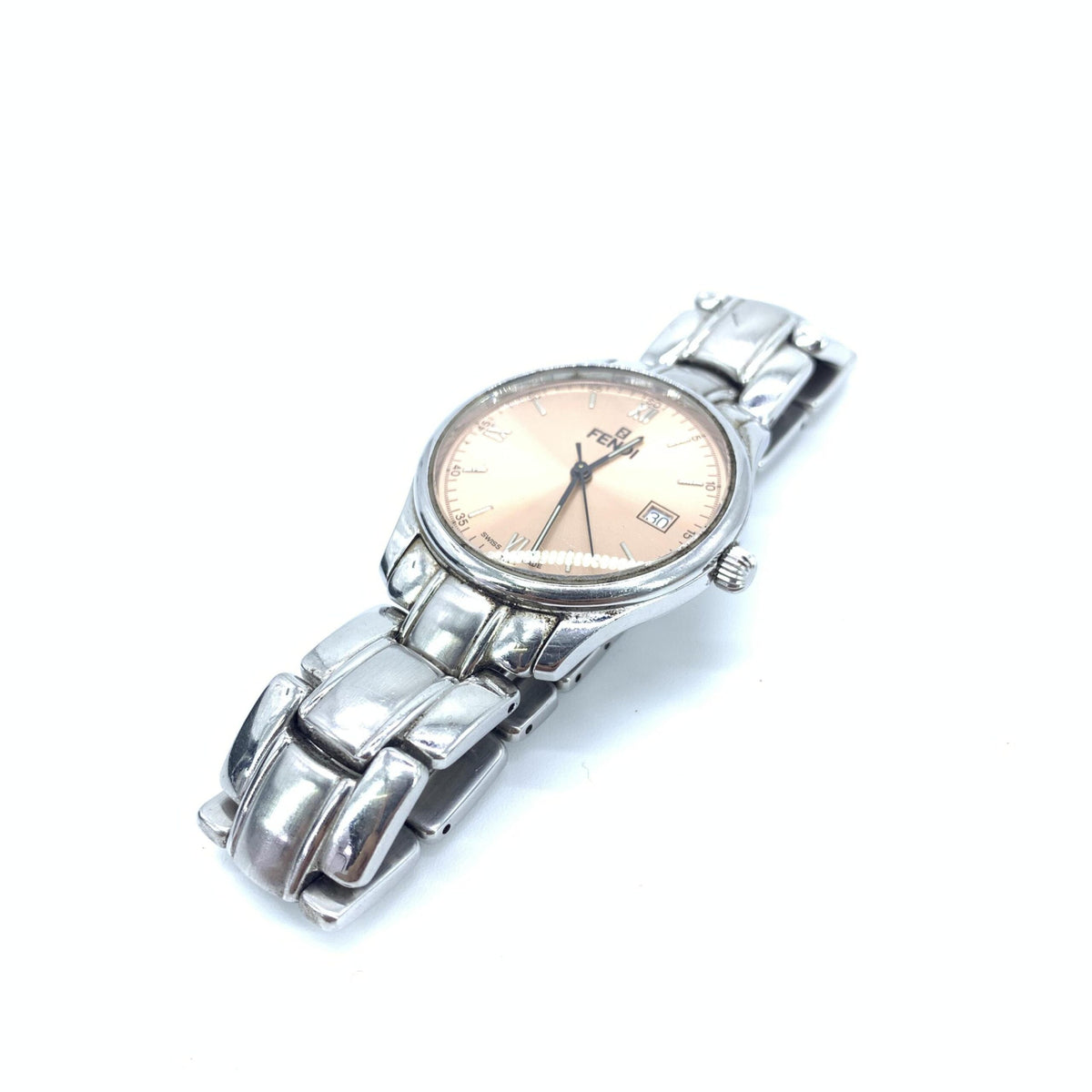 Fendi Pink Champagne Dial Quartz Watch - Stainless Steel