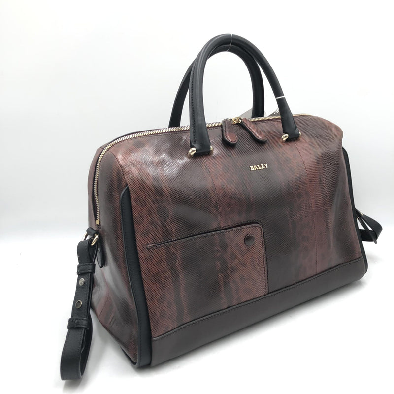 Bally Python Pattern 2WAY Boston Bag - Luxurious Versatile Handbag