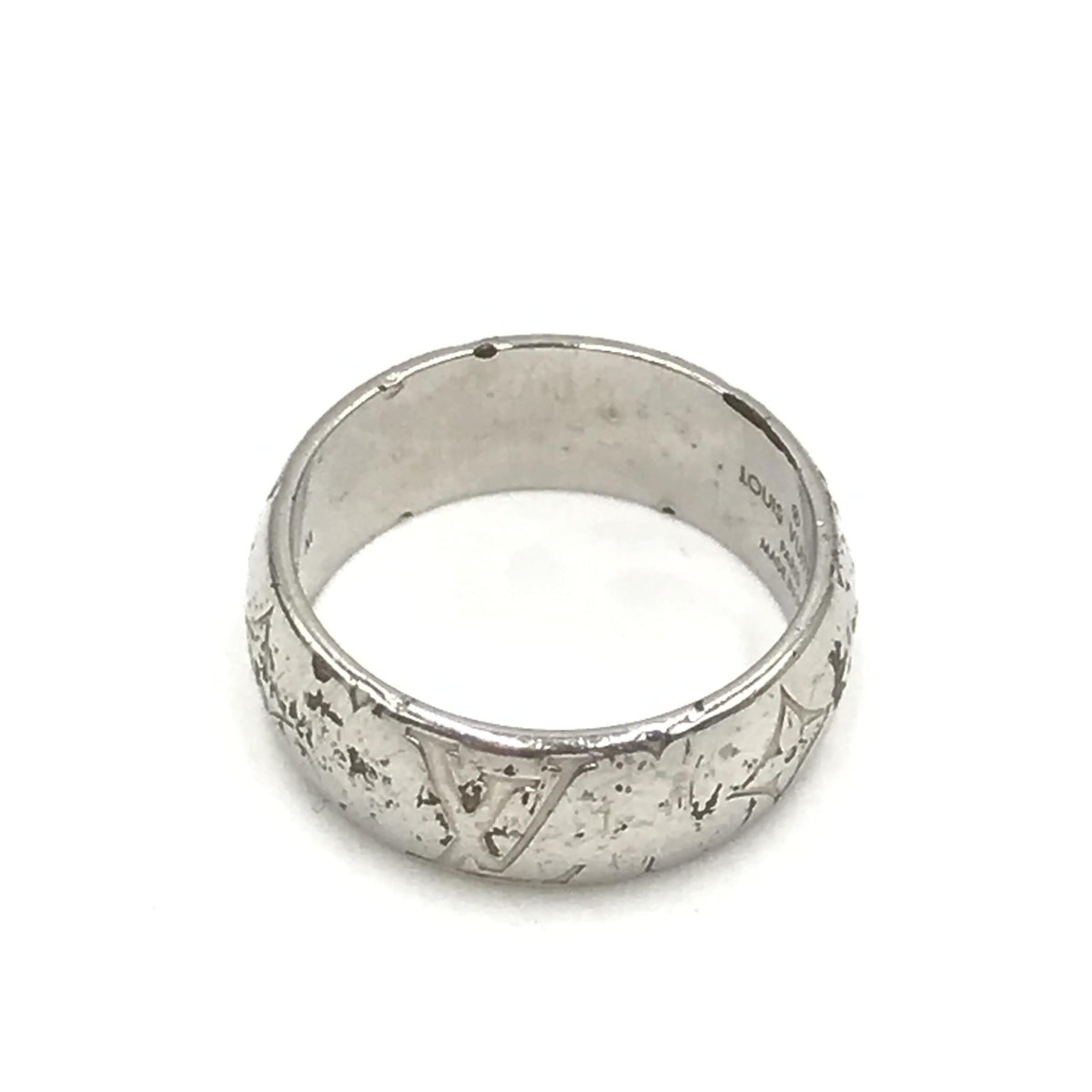 Louis Vuitton Silver-Tone Monogram Band Ring - Elegance Redefined