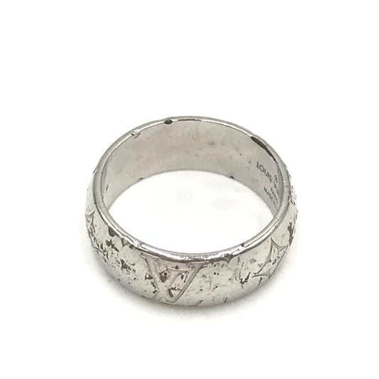Louis Vuitton Silver-Tone Monogram Band Ring - Elegance Redefined