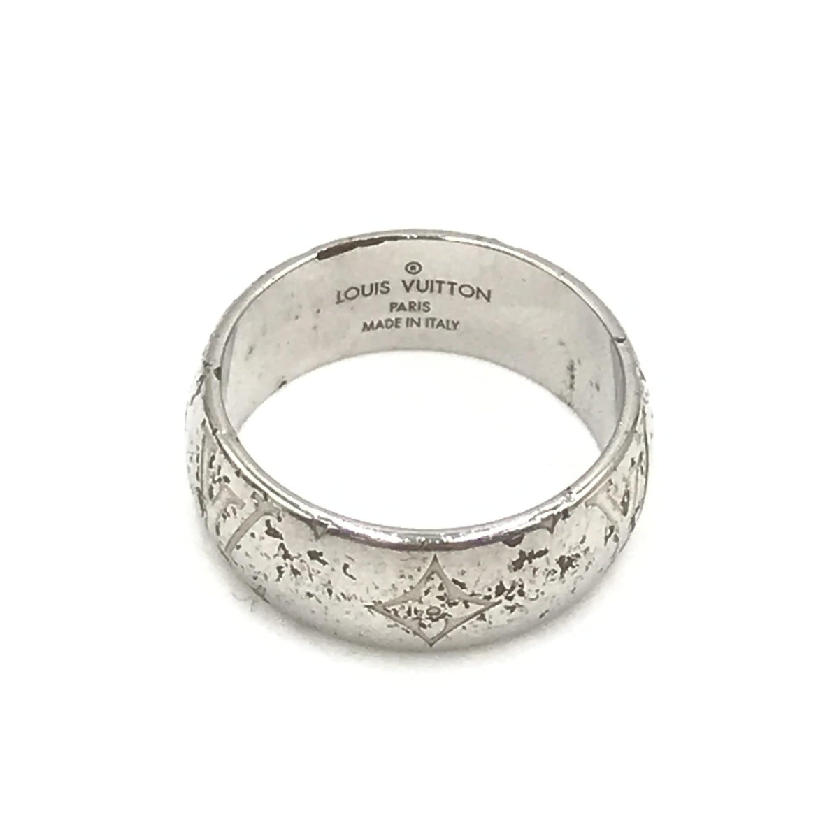 Louis Vuitton Silver-Tone Monogram Band Ring - Elegance Redefined
