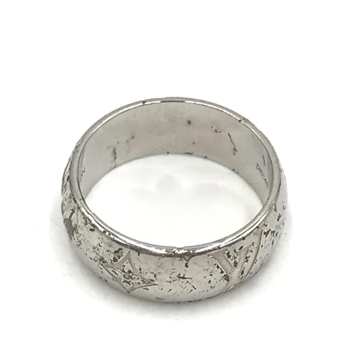 Louis Vuitton Silver-Tone Monogram Band Ring - Elegance Redefined