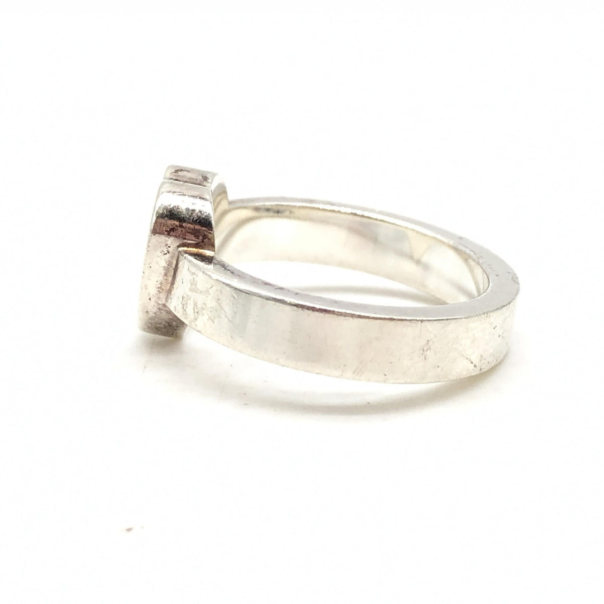Gucci Sterling Silver Heart Trademark Ring - Size 5.5