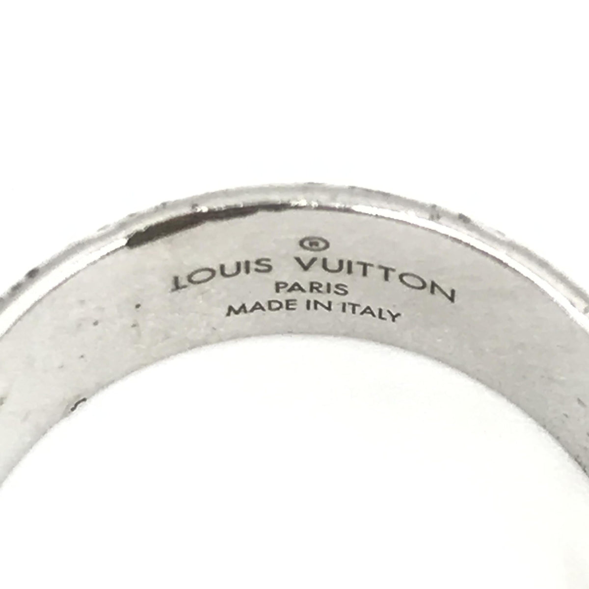 Louis Vuitton Silver-Tone Monogram Band Ring - Elegance Redefined
