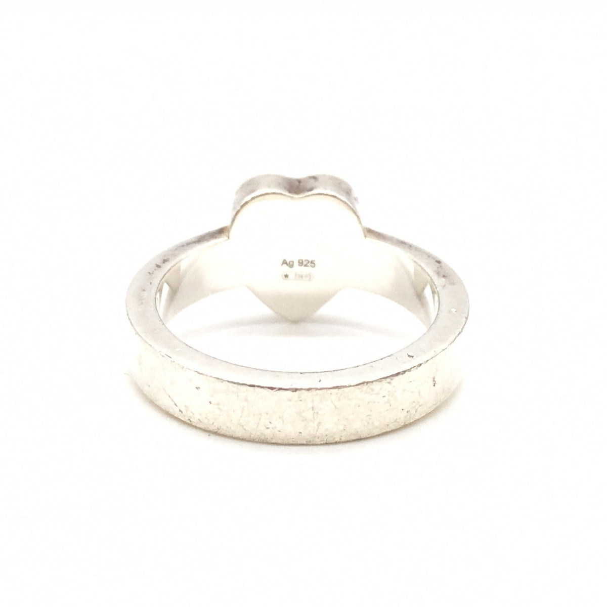 Gucci Sterling Silver Heart Trademark Ring - Size 5.5