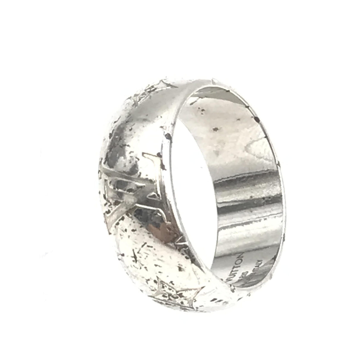 Louis Vuitton Silver-Tone Monogram Band Ring - Elegance Redefined