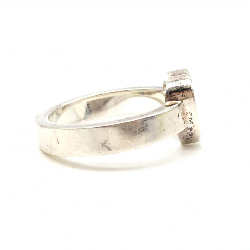 Gucci Sterling Silver Heart Trademark Ring - Size 5.5