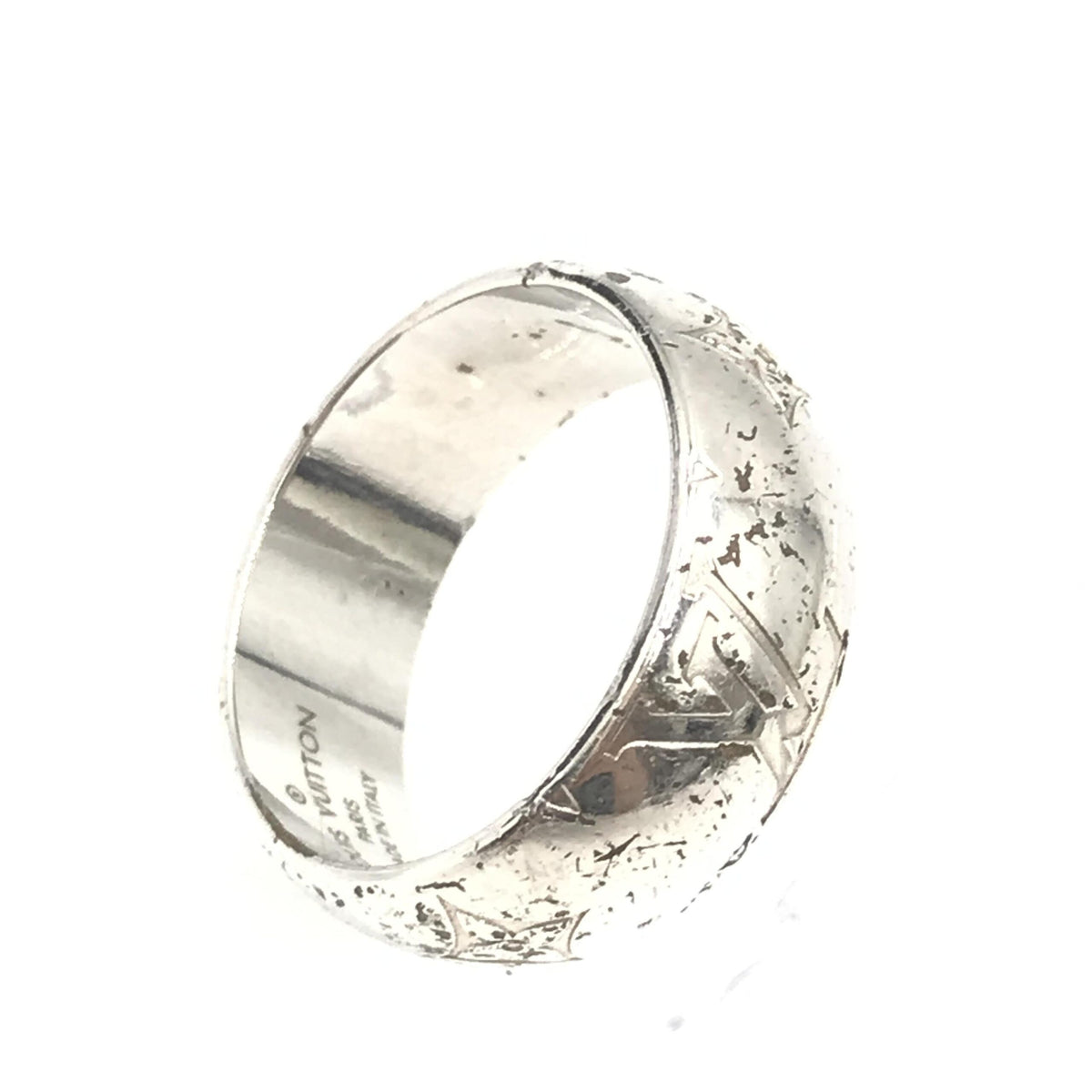 Louis Vuitton Silver-Tone Monogram Band Ring - Elegance Redefined