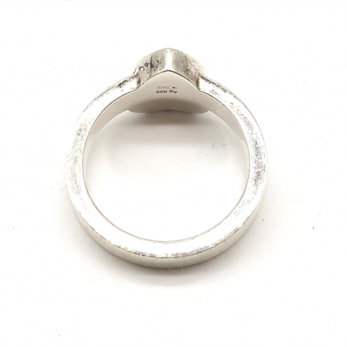 Gucci Sterling Silver Heart Trademark Ring - Size 5.5