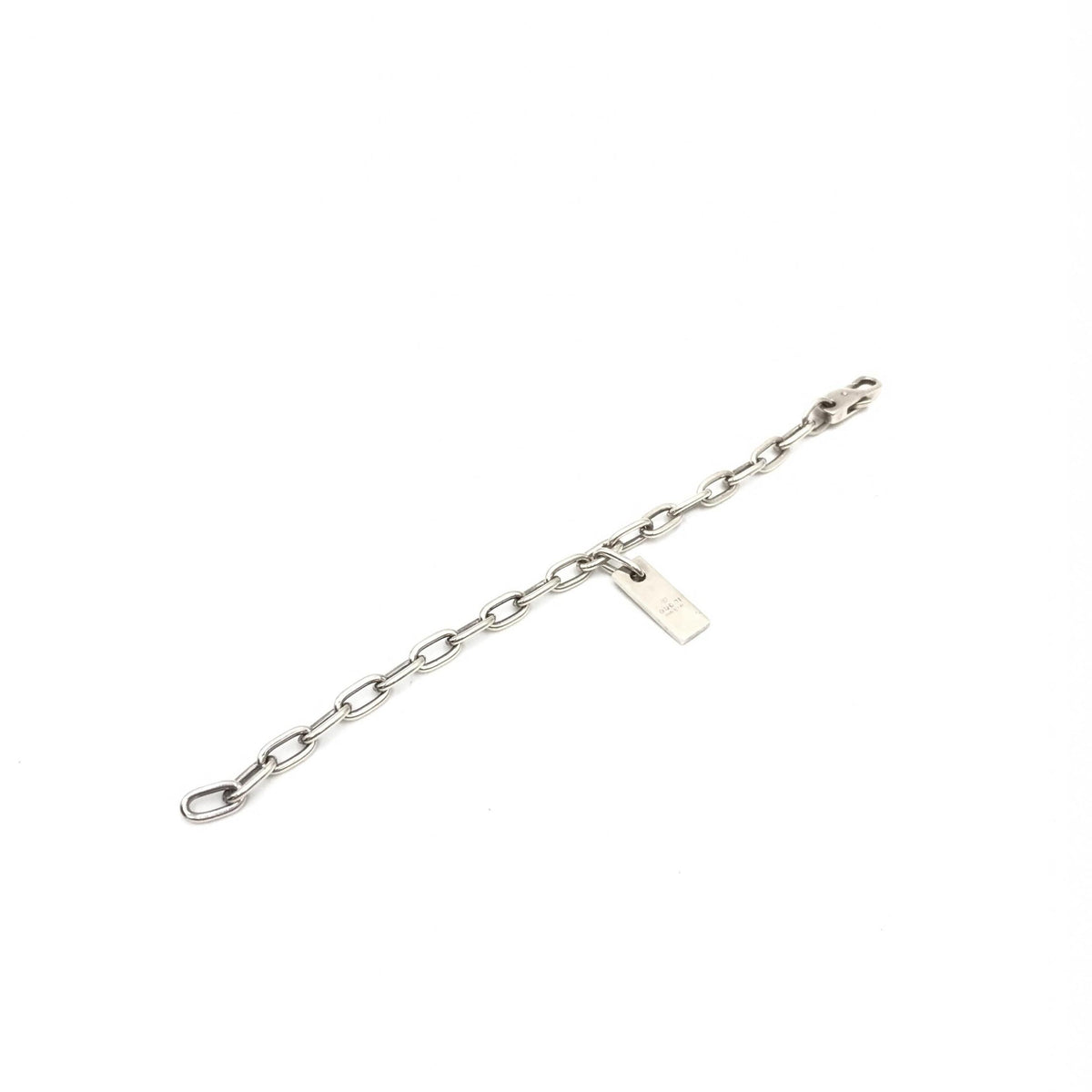 Gucci Sterling Silver Logo Plate Chain Bracelet