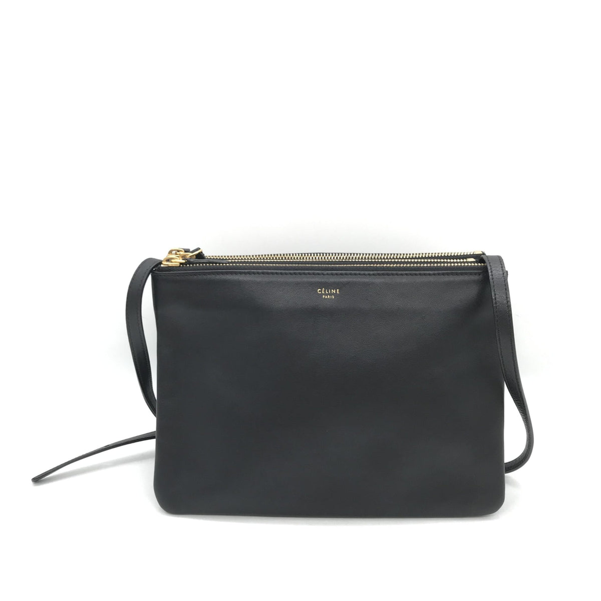 Celine Trio Black Leather Shoulder Bag - Élégance Intemporelle