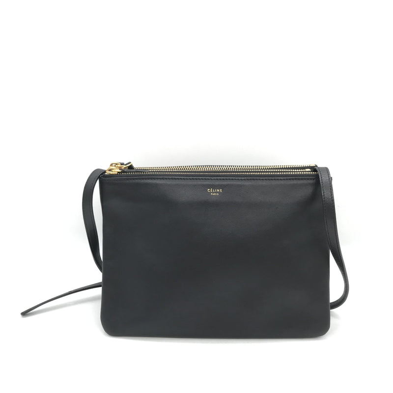 Celine Trio Black Leather Shoulder Bag - A Timeless Classic