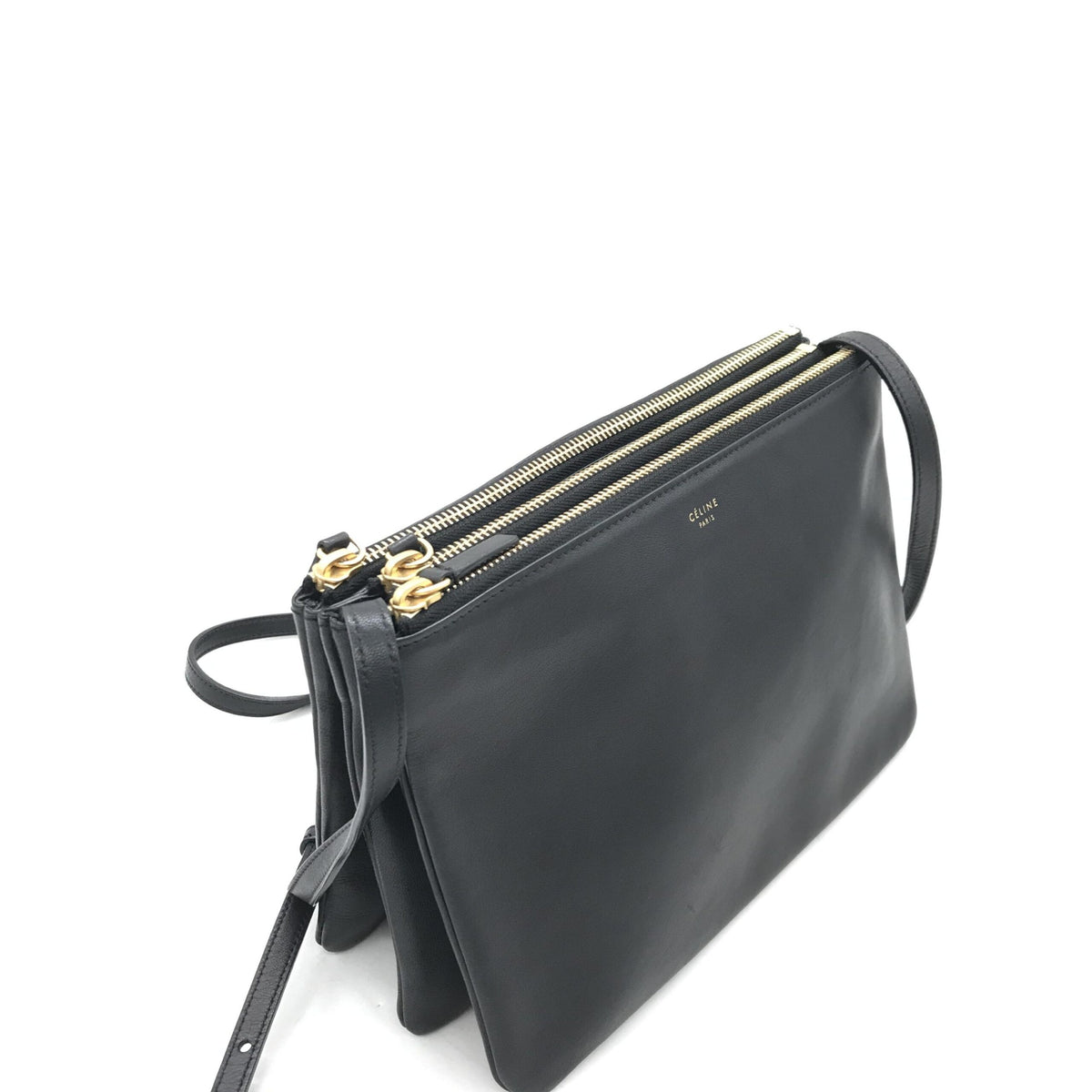 Celine Trio Black Leather Shoulder Bag - Élégance Intemporelle