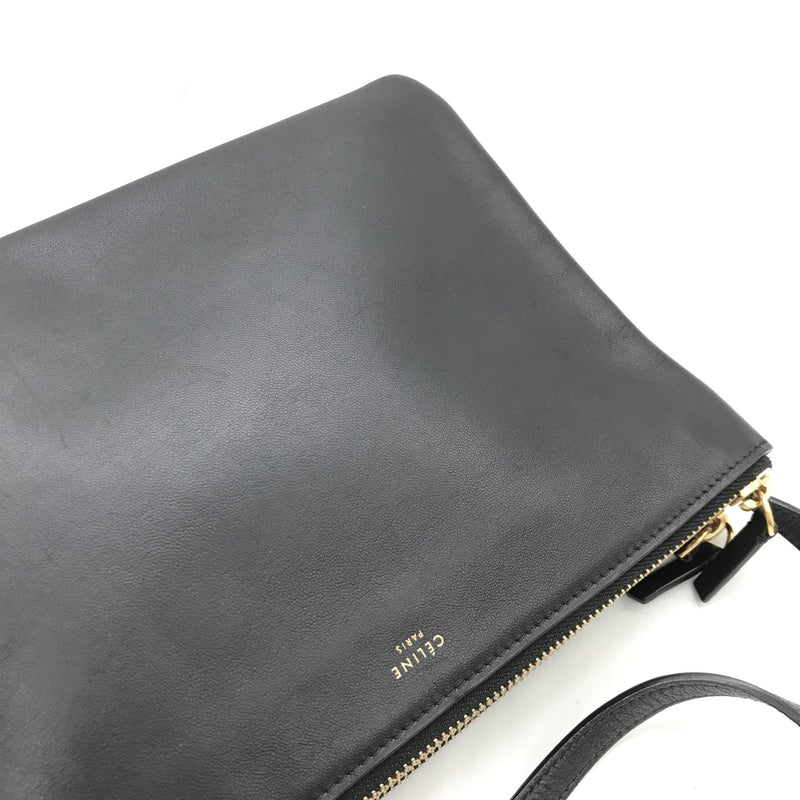 Celine Trio Black Leather Shoulder Bag - A Timeless Classic