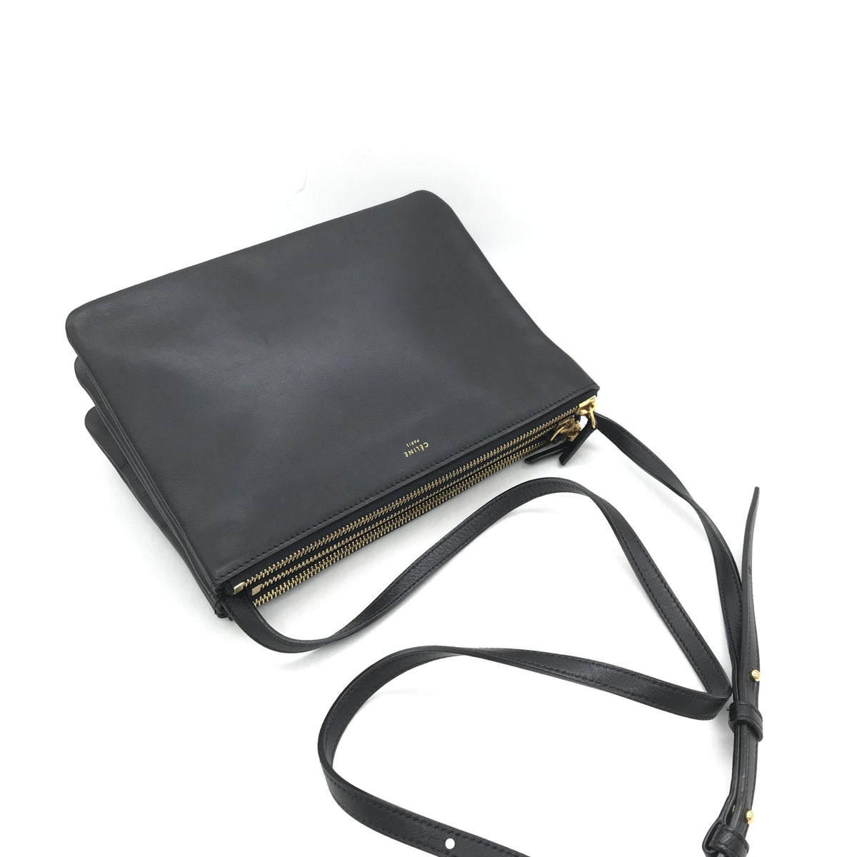 Celine Trio Black Leather Shoulder Bag - Élégance Intemporelle