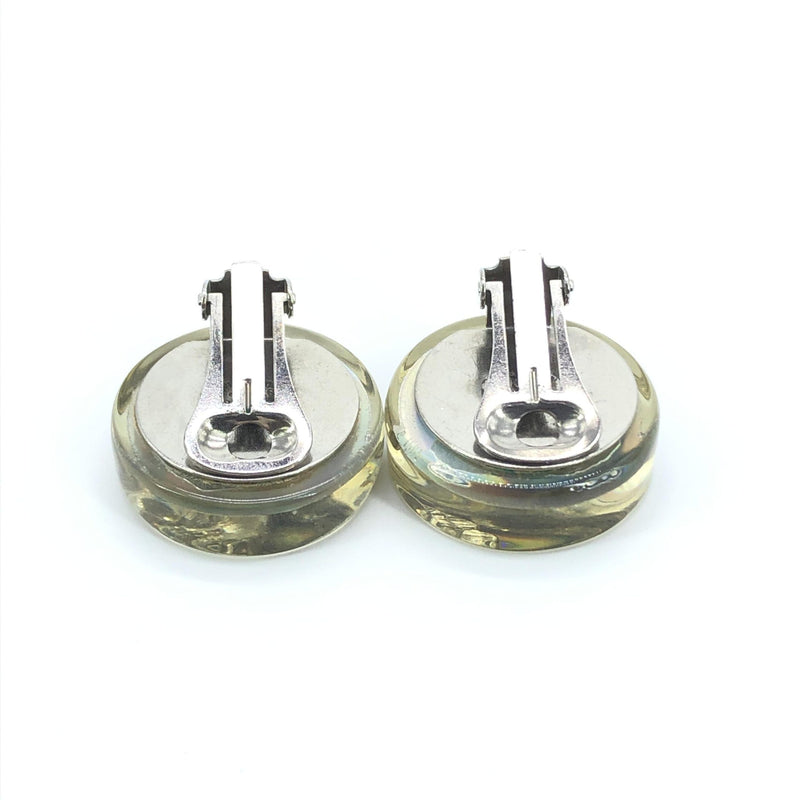 Chanel Vintage Holographic Logo Clip-On Earrings