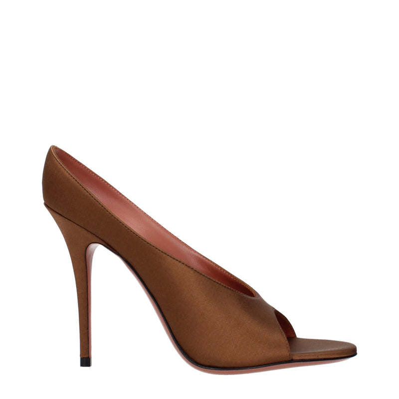 Amina Muaddi Brown Satin High Heel Pumps for Women