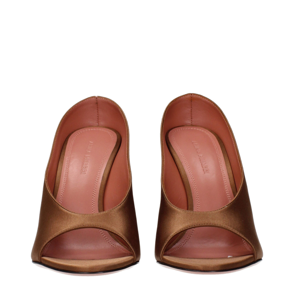 Amina Muaddi Brown Satin High Heel Pumps for Women