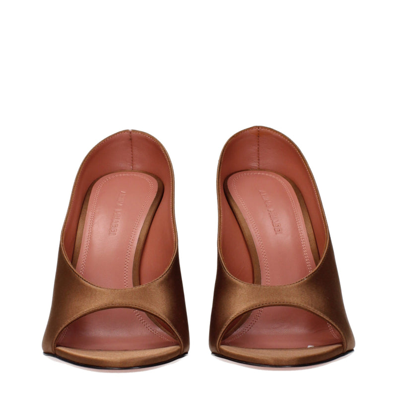 Amina Muaddi Brown Satin High Heel Pumps for Women