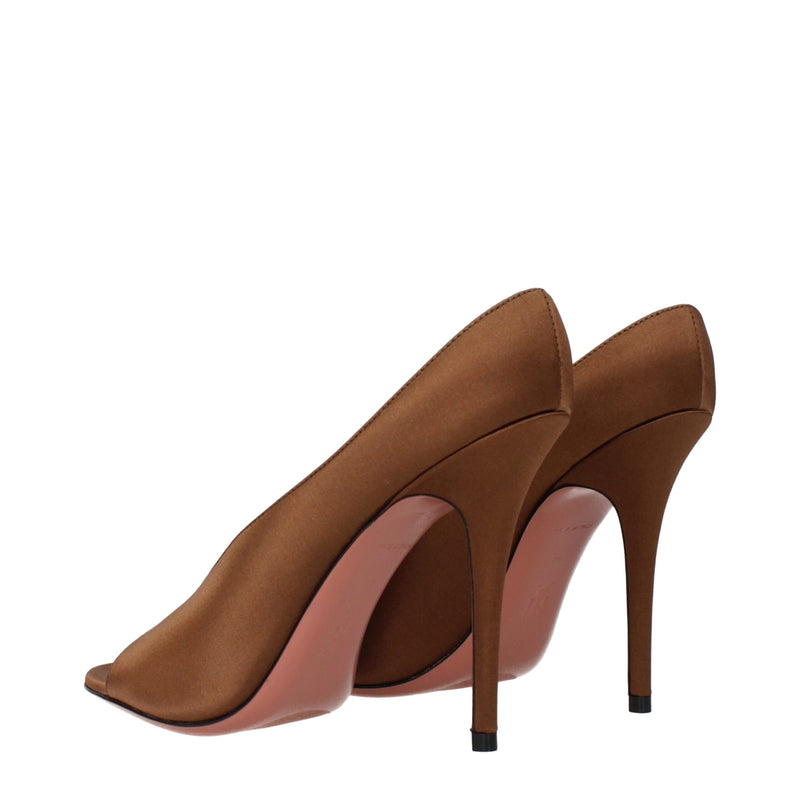 Amina Muaddi Brown Satin High Heel Pumps for Women