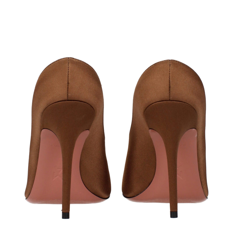 Amina Muaddi Brown Satin High Heel Pumps for Women