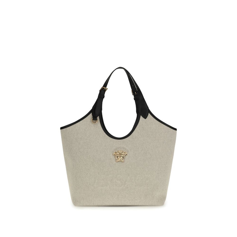 Versace La Medusa Beige Cotton Shoulder Bag