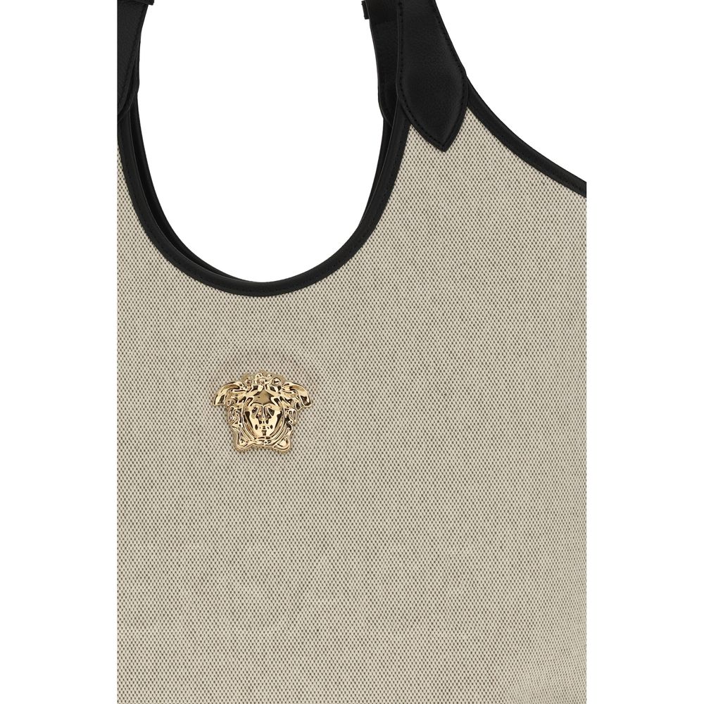 Versace La Medusa Beige Cotton Shoulder Bag
