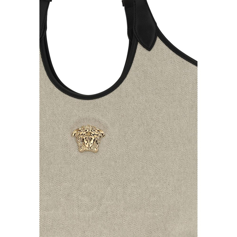 Versace La Medusa Beige Cotton Shoulder Bag