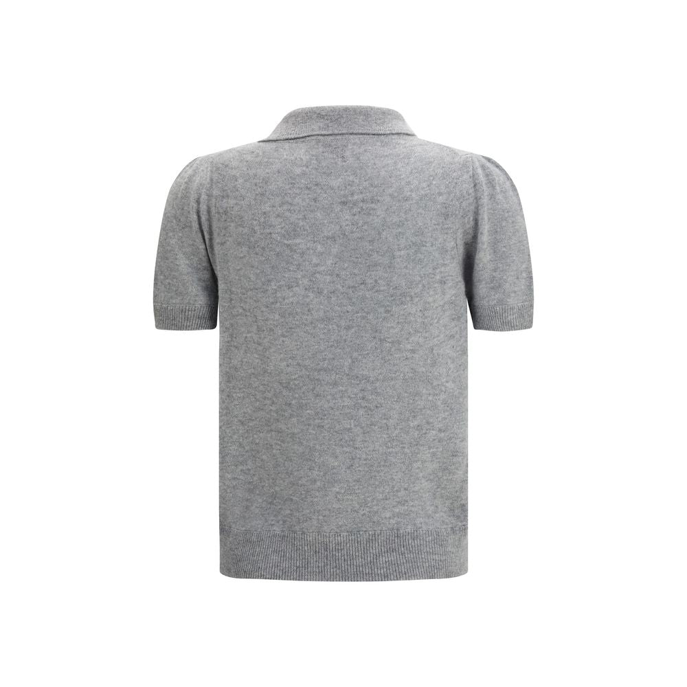 Allude Gray Cashmere Shortsleeve Shirt